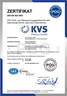 Qualitätsmanagementsystem entsprechend der DIN EN ISO 9001:2015